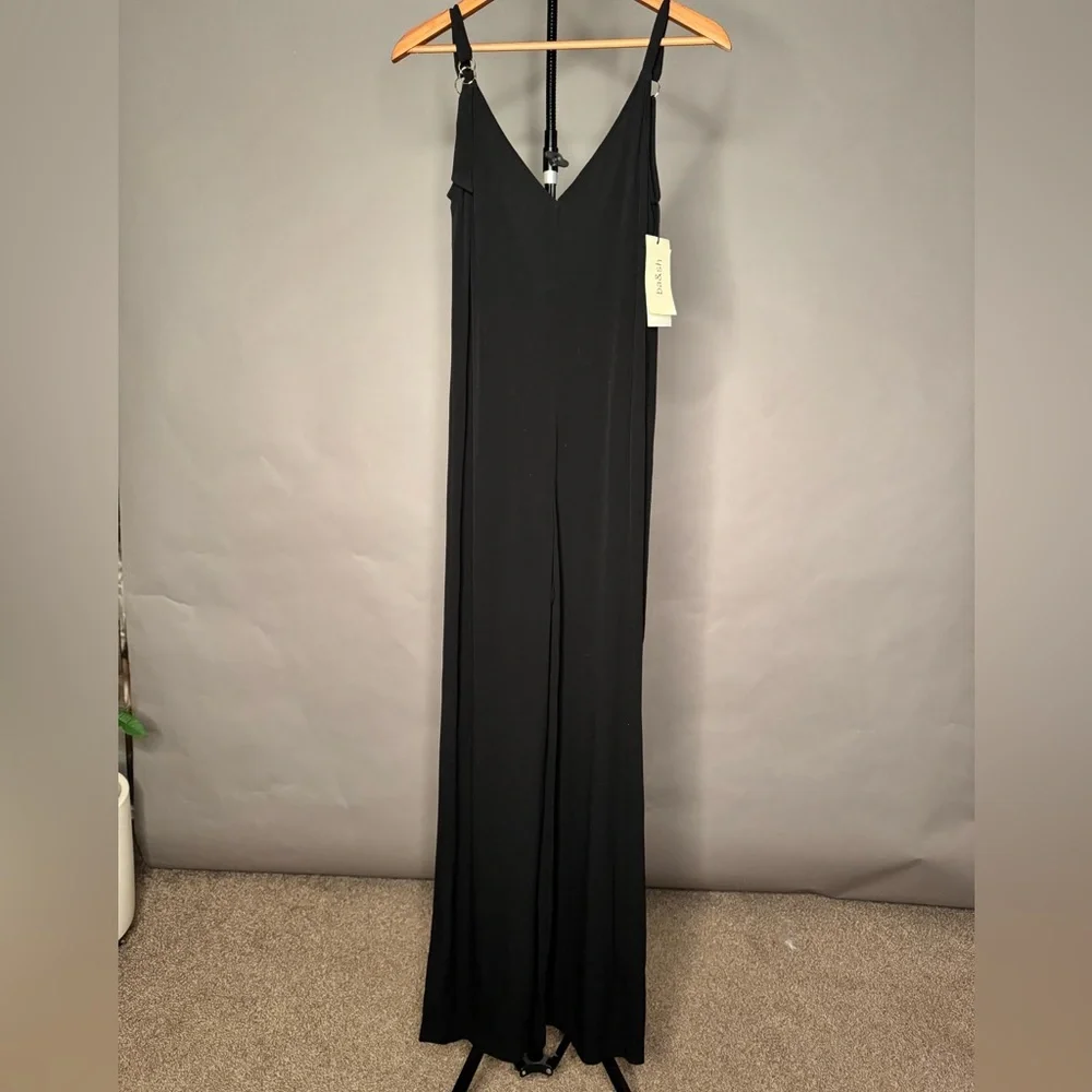 ba&sh • NWT Fasme Jumpsuit • Black Flowy Wide Leg Deep Open Back • XS - Picture 6 of 13